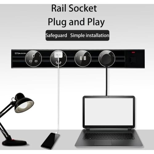 Herepow Power Track Socket LED Light, UK USA EU USB Socket 3P 5P Universal P1 P2 P3 P4 P5 Track Socket with Usb Charge