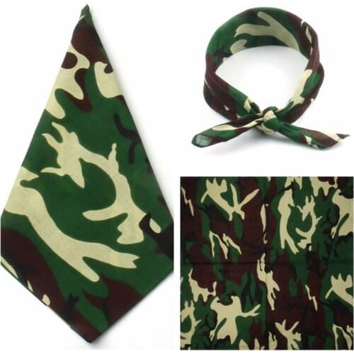 Unisex Camouflage Print Cotton Bandanas Military Tactical Headwrap Outdoor Jungle Wristband Sports Cycling Square Scarf Headwear