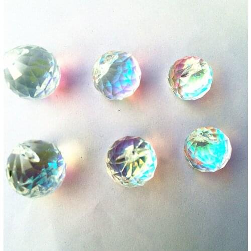 Top Quality 10pcs/Lot AB 20mm Crystal Lighting Balls (Free rings) Crystal Chandelier Faceted Sphere Parts Glass Pendants