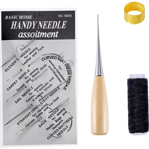 KAOBUY 10Pcs Leather Craft Sewing Set Leather Sewing Needles Stitching Awl Sewing Leathercraft Shoe Repair Stitching Tools
