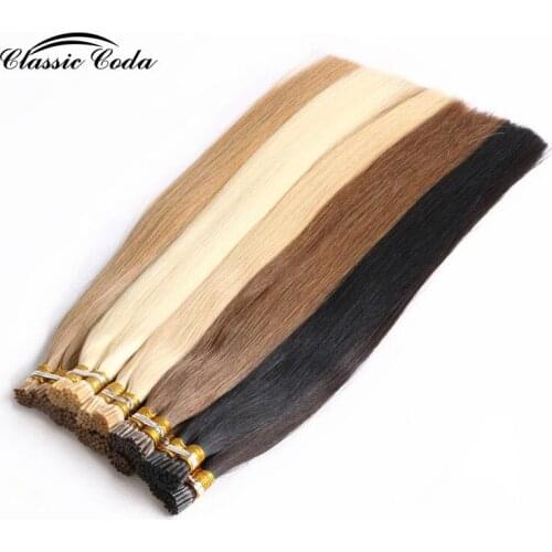 Classic Coda I Tip Hair Extensions Remy Human Hair Pre Bonded Capsule Straight Bonding Stick Hair 20'' 22'' 1g/strand