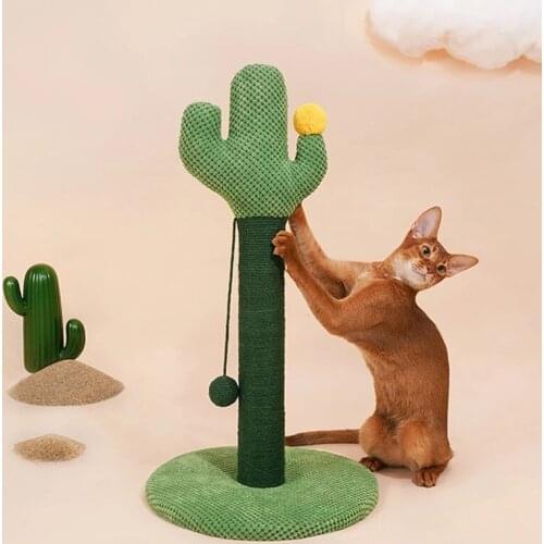 25" Tall Cactus Cat Scratcher, Protect Your Furniture with Natural Sisal Scratching Posts and Pads, for Kittens Adult Cats