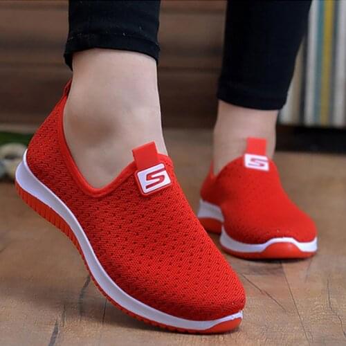 2020 Women Vulcanized Female Sneakers Mesh Shoes For Woman Walking Shallow Solid Non Slip Casual Footwear Ladies Breathable
