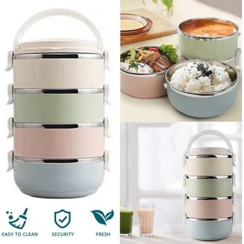 1/2/3/4 Layers Stainless Steel Lunch Boxs Food Grade Safe Leak Proof Portable Bento Thermal Boxs Picnic Office Student Lunch Box