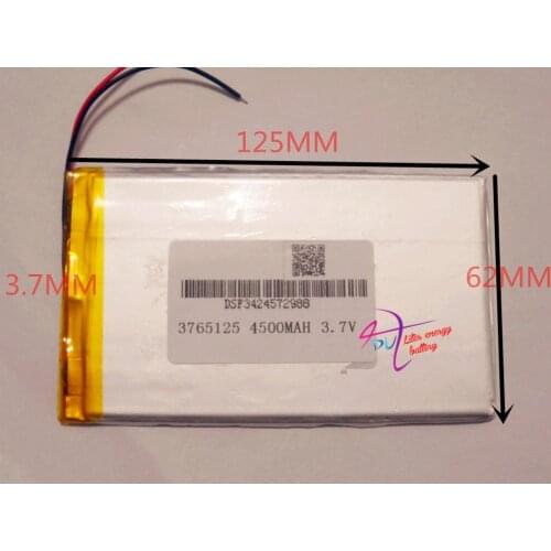 Best battery brand Free shipping [L019] Polymer battery 3.7 v,4500mAH,[3765125] PLIB (polymer lithium battery) Li-ion battery fo