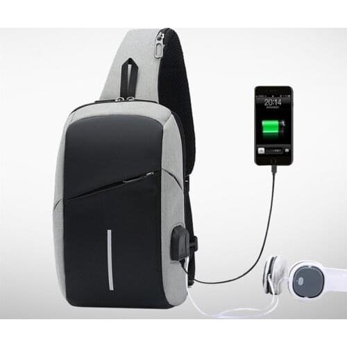 High Quality Chest Bag USB Charging Waterproof Multifunction Outdoor Small Shoulder Pocket City Travel Square Messenger Bag Men