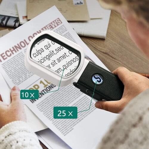 Portable Led With Light Lighted Loupe For Reading With Scale Battery Operated USB Charging Port Magnifer Glass For Coin Currency