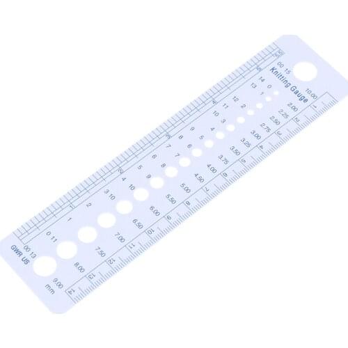 Knitting Needle Gauge Inch cm Ruler 2-10mm Sew Ruler Tools Measure Sewing Tool