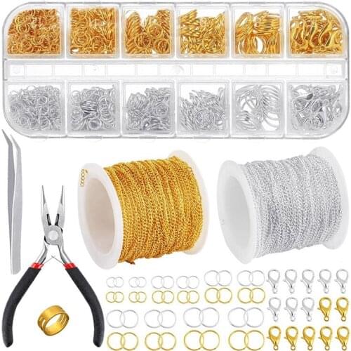 Jewelry Making Supplies- Necklace Making Tools with 960 Pieces Jump Rings 40 Pieces Lobster Clasps for Jewelry Making