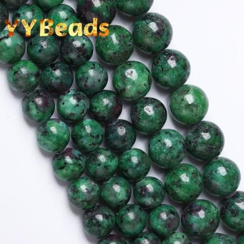 Natural Epidote Zoisite Stone Beads Red and Green Jaspers Round Loose Charm Beads For Jewelry Making DIY Bracelet 4 6 8 10 12mm