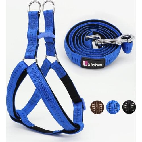 Adjustable Dog Harness Leash Set Diving Fabric Lining Nylon Plus Soft Material For Large Medium Dogs Harness Leash Dogs Supplies