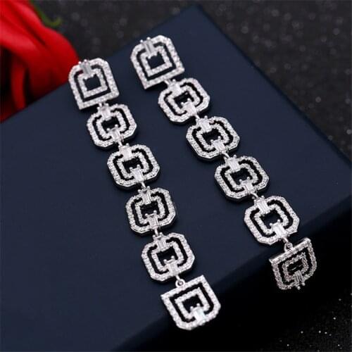 Retro Luxury Hollow Out Square Long Dangle Earrings Fashion Jewelry 2020 Korean Silver Color Geometry Tassle Earings for Women