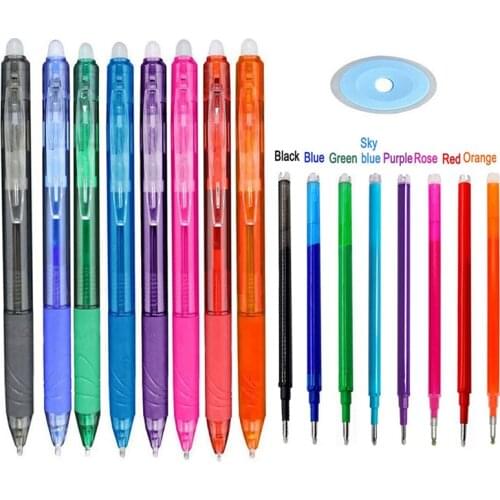 8Colors Magic Erasable Pen Press Gel Pen Erasable Refill Gel Ink Retractable Pens Washable Handle Rod School Office Stationery