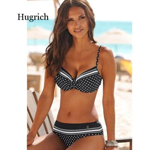 Sexy Swimwear 2021 Bikinis Black Swimming Suit For Women Dot Polka Swimsuit Padded Push-up Bikini Set