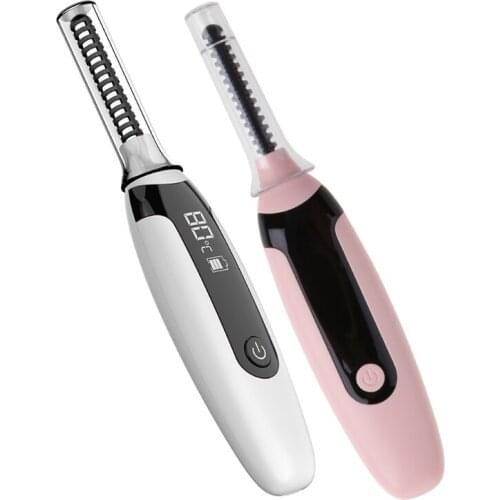 Electric Heated Eyelash Curler Rechargeable Lash Curler Tool with LCD Screen Display 4 Gears Temperature Adjustable