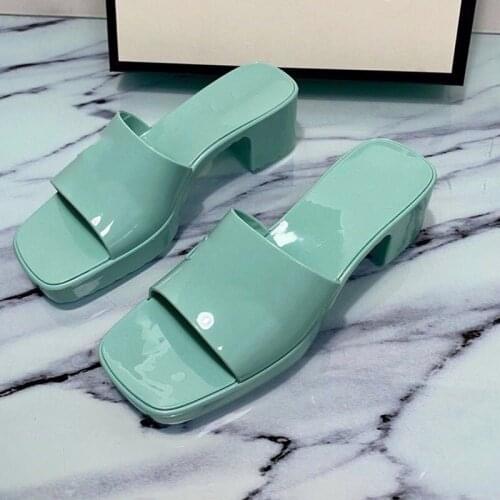 Women High Heels Sexy Slippers Candy Colors Rubber Solid Jelly Shoes Fashion Summer Slides Women Desginer Mules Indoor outdoor