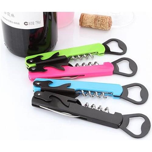1PC Stainless Wine Screw Corkscrew Opener Professional Waiters Friend Wine Bottle Beer Cap Opener Kitchen Bar Tools KX 236