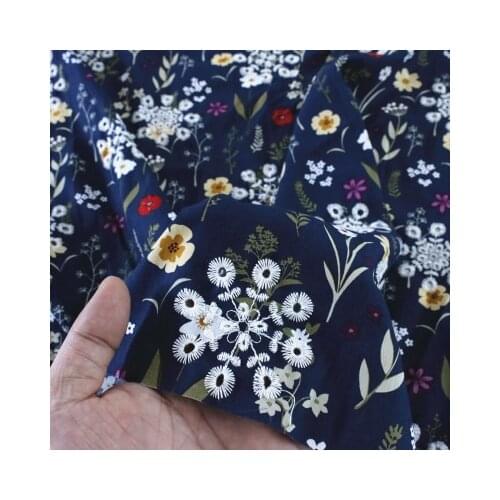 High Quality Pure Cotton Printing Hollow Embroidery Fabric For Dress Shirt Clothing Fabric Tablecloth Handmade Diy Material