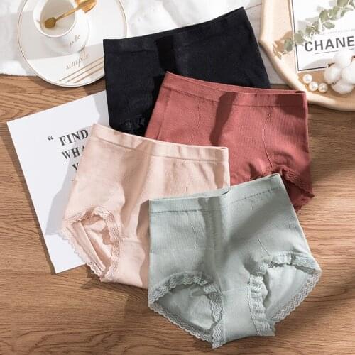 Wasteheart New Women Fashion Red Green Cotton High Waist Panties Underwear Lingerie Briefs Underpants Brief M L Seamless