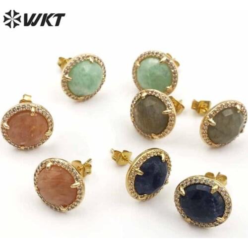 ME054 WKT wholesale Special design Cubic Zirconia Pave round Earring In Beautiful Star Shape For Women Decoration Earring