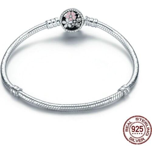 Bewill 100% 925 Sterling Silver Poetic Blooms Bracelet & Bangles For Women Fit DIY Charms Beads Original Jewelry Gift