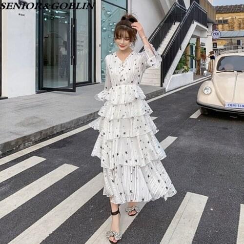 New Fashion 2019 High Quality Runway Designer Long Dress Womens Summer Ruffle Bohemia Print Dress