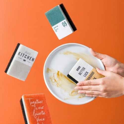 1 Pairs Household Kitchen Sponge Brush Magic Pot Dishes Washing Scouring Pad and Sink Stain Removal Brush Sponge Cleaning Tools