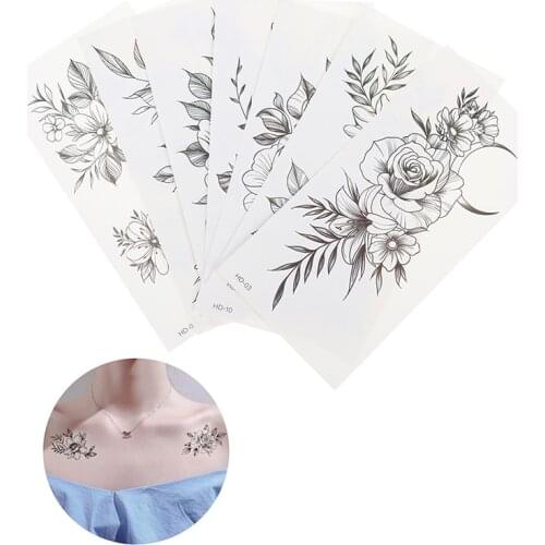 1pc Women Girl Temporary Tattoo Sticker Black Roses Design Full Flower Arm Body Art Fake Tattoo Sticker Fashion