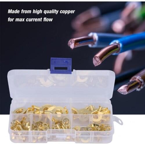 150pcs/lot Copper Circular Splice Terminal Wire Connectors Assortment Kit cable terminal wire connector round