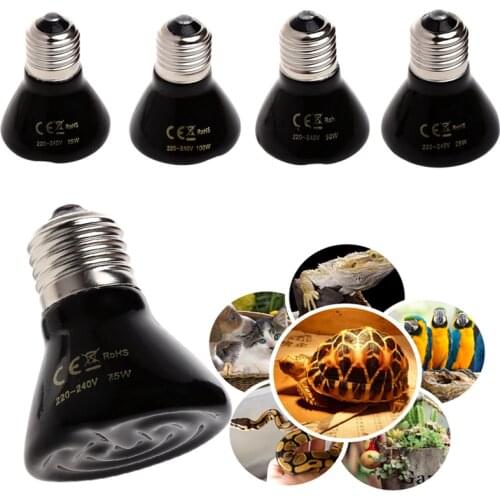 220V 25W/50W/75W/100W Small Mini Ceramic Emitter Heater Lamp Light Bulbs Far IR Heating Brooder Black