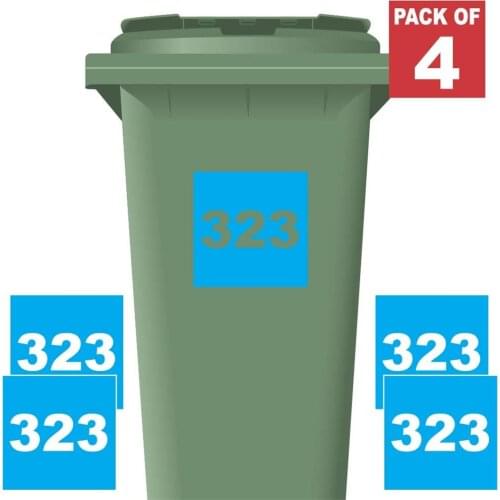 4X Personalised Printed Wheelie Bin Number Stickers with House Number And Street Name Classic Style 8 Colors