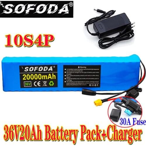 36V battery 10S4P 20Ah battery pack 500W high power battery 42V 20000mAh Ebike electric bicycle BMS and Fuse Device+42v charger