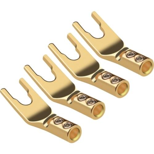 HiFi Audio Adapter Pure Copper Y Spade Plug Gold-plated Speaker Cable Connector