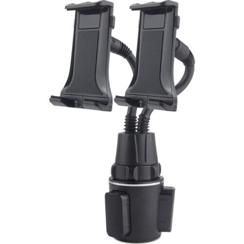 K92C 360 Degree SUV Car Cup Holder Double Tablet Mobile Phone Mount Adjustable Angle Stand Cradle for 4-13" Tablets