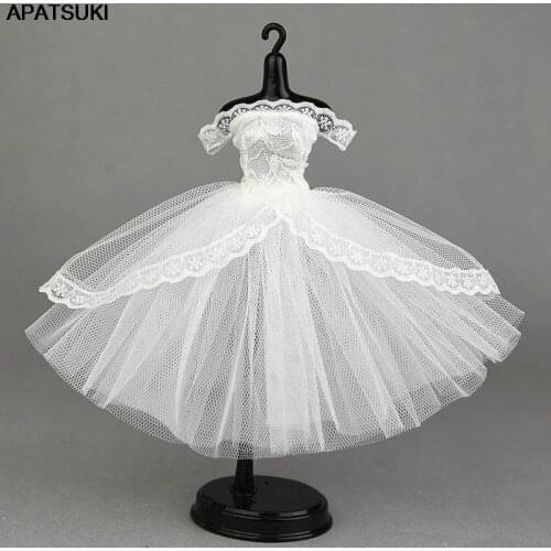 White Lace Handmade Short Tutu Dress For Blythe Doll Outfits Princess Evening Party Gown Skirt Bridal Dresses Doll Accessories