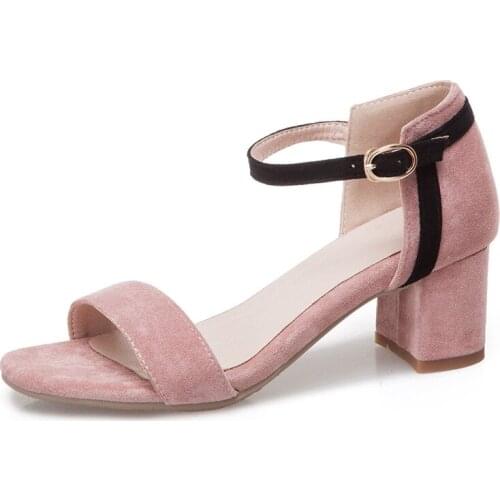 Open-toe sandals 2019 summer new product with heavy heel size code 33-46 buckle with sandals tide