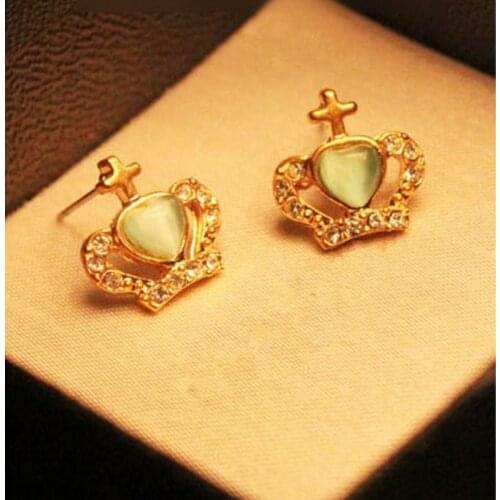 European and American retro personality gifted Yalow Rita princess earrings Crown jewel earrings female small cross earrings