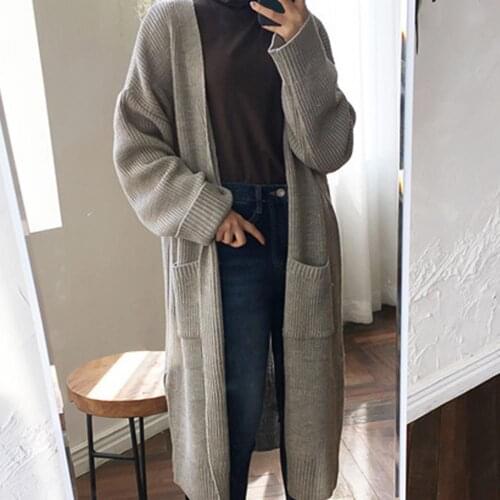 Autumn Winter Long Cardigans Women Sweater Loose Open Front Knitted Cardigan Jacket for Women Jumper Coat Female Cardigan Coat