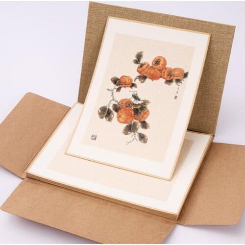 Mulberry Paper Card Raw/Hlaf Ripe Xuan Paper Cards with Gift Box Thicken Calligraphy Watercolor Painting Mounting Paper Cards
