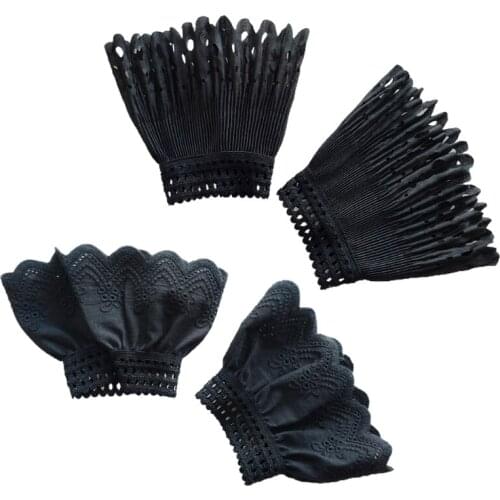 Lace Hollow False Sleeves Pleated Detachable Cuffs Sweater Wrist Warmers White Horn Cuff Sunscreen Decorated Accessories