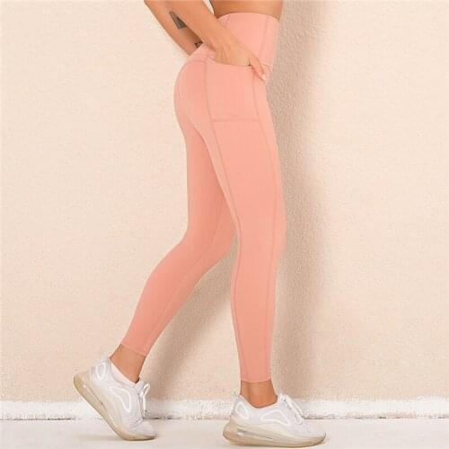Rooftrellen 25%Spandex High Waist Leggings Sport Running Pants With Phone Pocket Gym Leggings Nylon Pants Fitness Green Leggings