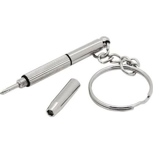 Multifunction Eyeglass Screwdriver Mini Hand Tool 3-in-1 Eyeglass Screwdriver Sunglass Watch Repair Kit with Keychain