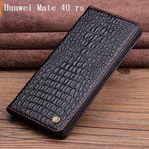 Fashion Crocodile Case for Huawei Mate 40rs Genuine Leather Phone Cover Bag for Huawei Mate 40 rs Magnetic Flip funda skin coque