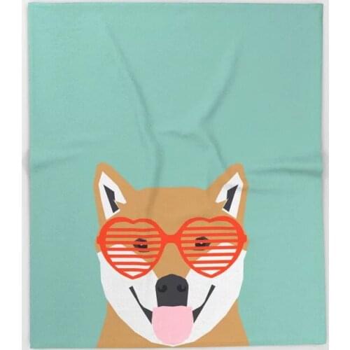 Dog Shiba Inu Cartoon Throw Blanket Cute Kids Design Shiba Inu Love Blankets for Beds Christmas Decorations for Home