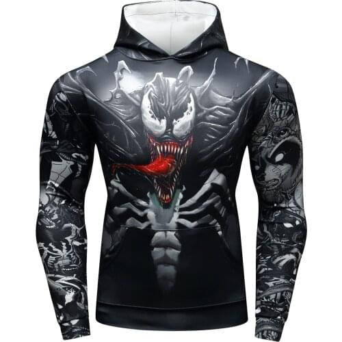 Mens 3D Printing Long Sleeve Bodybuilding Hoodie Anti-pilling Pullover High quality fabric