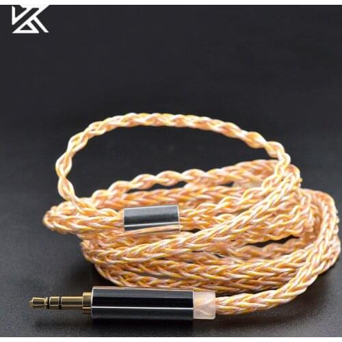 KZ Earphones Cable Gold Silver Copper Cubic Mixed Plated Upgrade Cable Headphone Wire 3.5mm Standard Plug For ZSN ZS10PRO ASX ZA