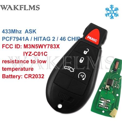 Low temperature Fobik Remote Car key Fob M3N5WY783X IYZ-C01C For Chrysler Town and Country 5 Buttons With Panic 433MHz ID46