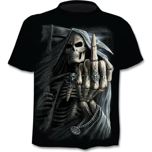 New super style mens printed t-shirt horror skull pattern short-sleeved 3D fashion mens plus size shirt casual street T-shirt