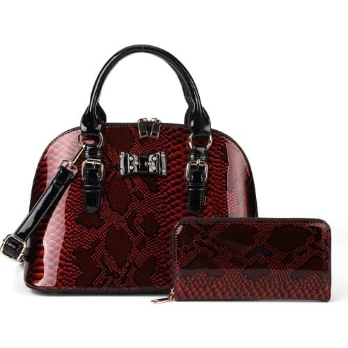 2021New 2PS Patent Leather Bright Surface Womens Top-Handle Snake Skin Pattern Handbag Lady Shoulder bag/VK5614