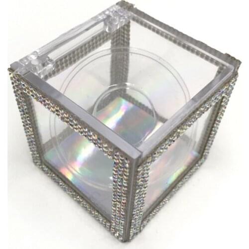 New Design Rhinestone Cube Eyelash Packaging for 25mm Fluffy Mink Lashes Custom Private Label Packaging